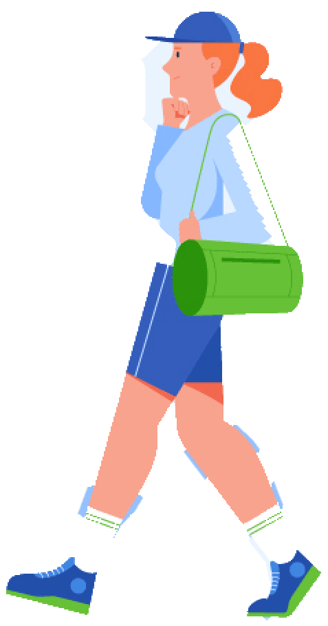 Illustration of an athlete walking with a gym bag