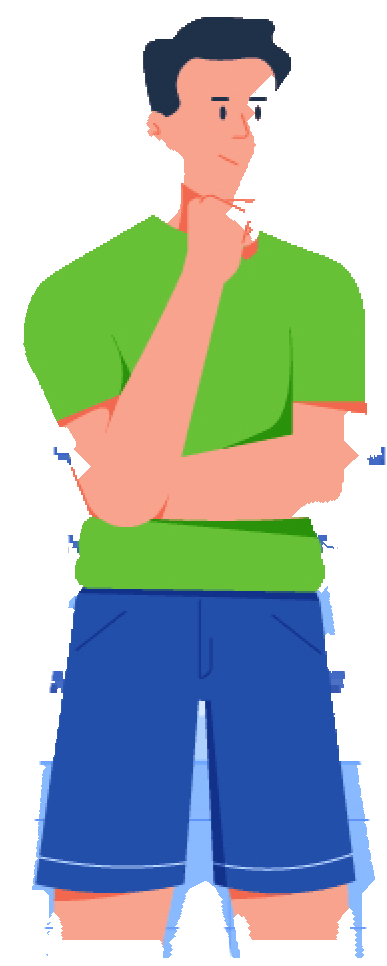Illustration of a coach thinking, arms crossed
