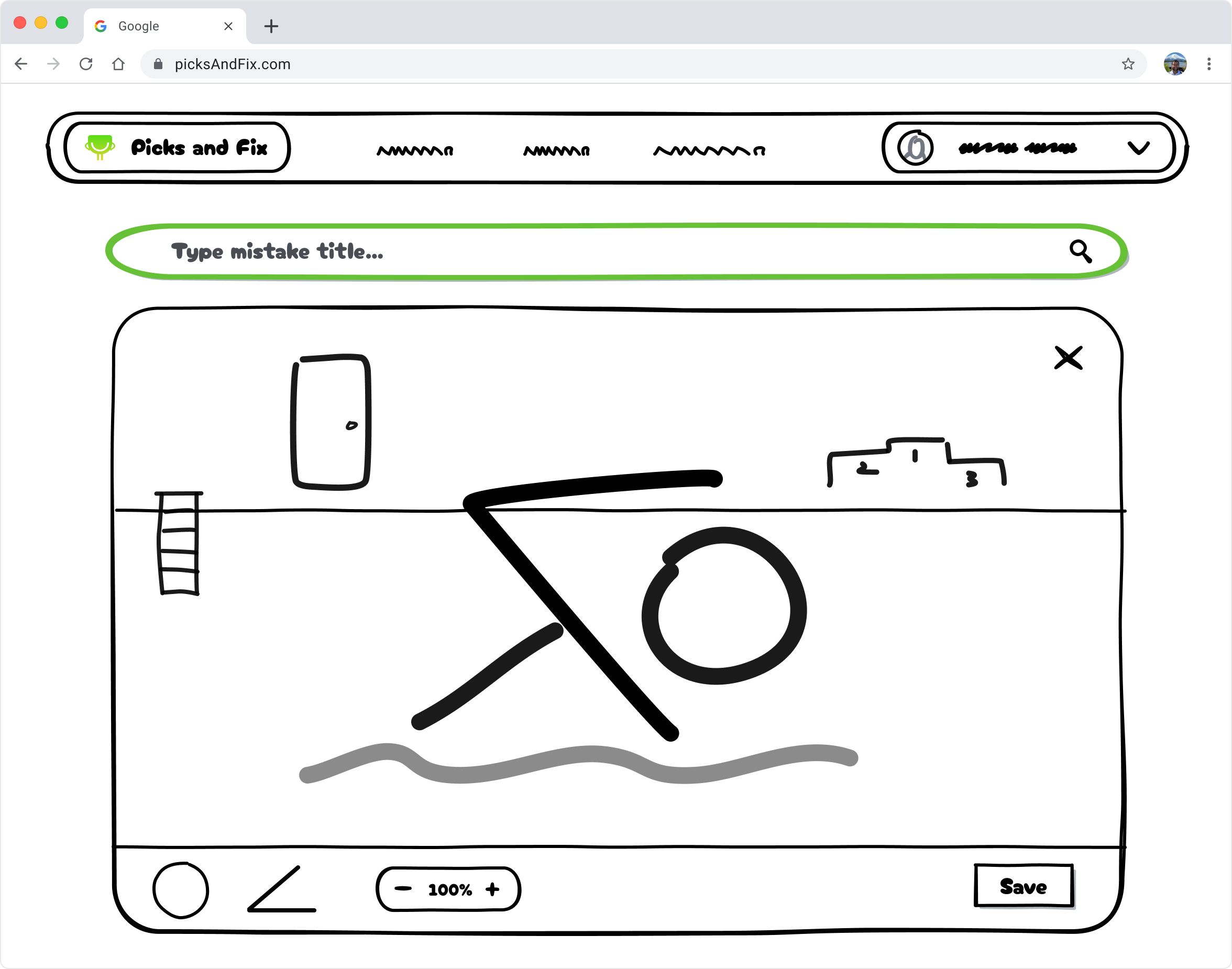 Low-fidelity sketch: drawing a fix on a paused frame